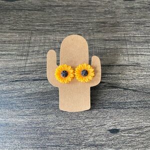 Sunflower Resin Earrings Stud Backs- Handmade